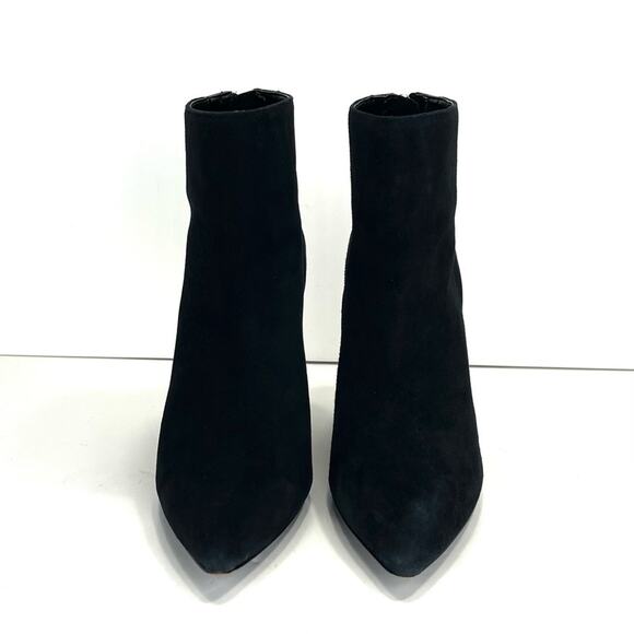 Charles David Micro Black Block High Heel Bootie Sz 7.5 Fine Leather Pointed Toe - Picture 11 of 13